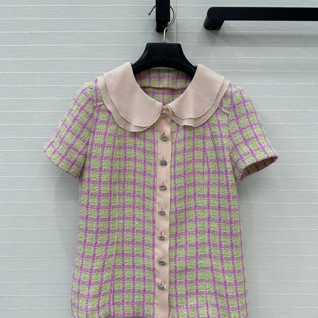 CC SHORT-SLEEVE TWEED TOP 268292