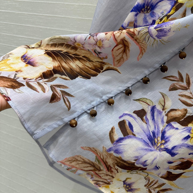 ZIMMER MULTICOLORED FLORAL SHIRT ON LAVENDER GREY BASE