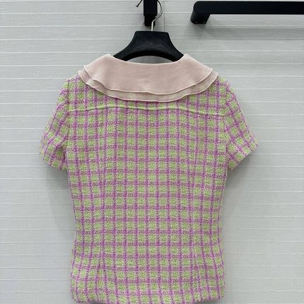 CC SHORT-SLEEVE TWEED TOP 268292