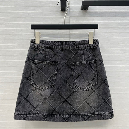 CHANEL DENIM SKIRT WITH DIAMOND PATTERN 276112