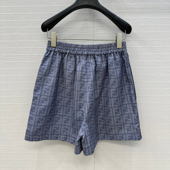 FENDI BLUE FLORAL PRINT SHORTS 276169