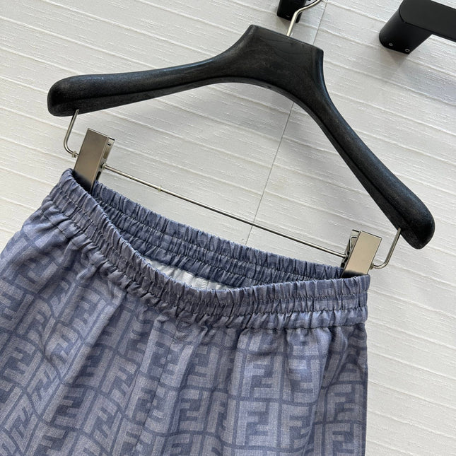 FENDI BLUE FLORAL PRINT SHORTS 276169