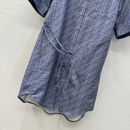 FENDI SHORT-SLEEVE SHIRT DRESS WITH DRAWSTRING WAIST 276178