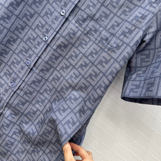 FENDI SHORT-SLEEVE SHIRT DRESS WITH DRAWSTRING WAIST 276178