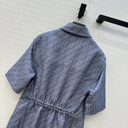 FENDI SHORT-SLEEVE SHIRT DRESS WITH DRAWSTRING WAIST 276178