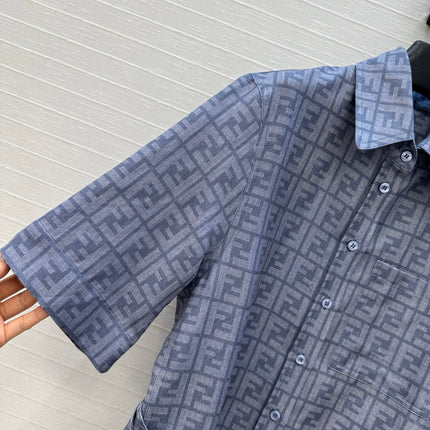 FENDI SHORT-SLEEVE SHIRT DRESS WITH DRAWSTRING WAIST 276178