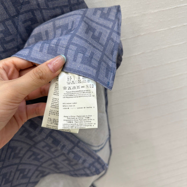 FENDI SHORT-SLEEVE SHIRT DRESS WITH DRAWSTRING WAIST 276178