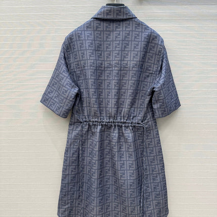 FENDI SHORT-SLEEVE SHIRT DRESS WITH DRAWSTRING WAIST 276178