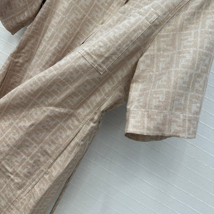 FENDI SHORT-SLEEVE SHIRT DRESS WITH DRAWSTRING WAIST 276180