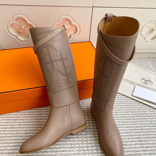 HM 25S JUMPING BOOTS IN LIGHT CARAMEL BROWN LAMBSKIN WITH SILVER HARDWARE