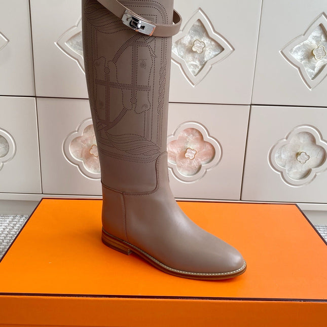 HM 25S JUMPING BOOTS IN LIGHT CARAMEL BROWN LAMBSKIN WITH SILVER HARDWARE