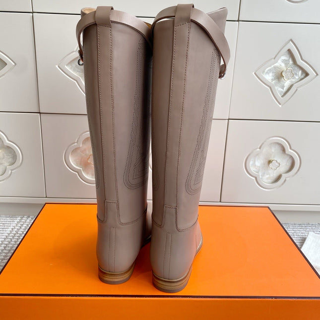 HM 25S JUMPING BOOTS IN LIGHT CARAMEL BROWN LAMBSKIN WITH SILVER HARDWARE