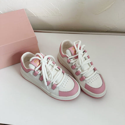 SNEAKERS SIMPLE DESIGN IN PINK MIX WHITE SHEEPSKIN