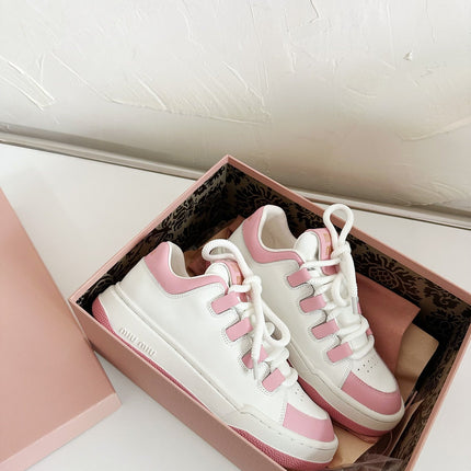 SNEAKERS SIMPLE DESIGN IN PINK MIX WHITE SHEEPSKIN