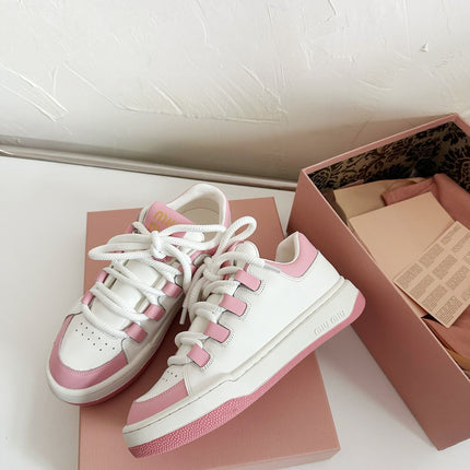 SNEAKERS SIMPLE DESIGN IN PINK MIX WHITE SHEEPSKIN