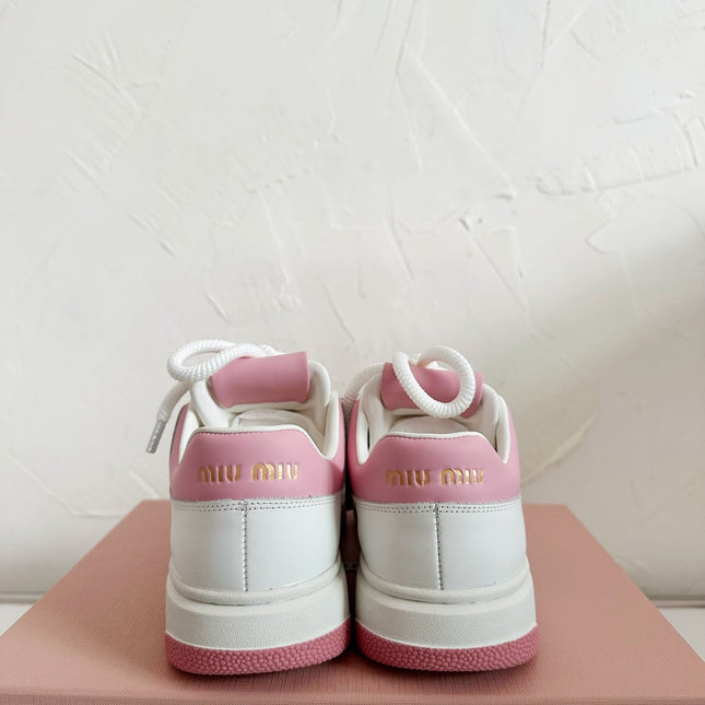 SNEAKERS SIMPLE DESIGN IN PINK MIX WHITE SHEEPSKIN