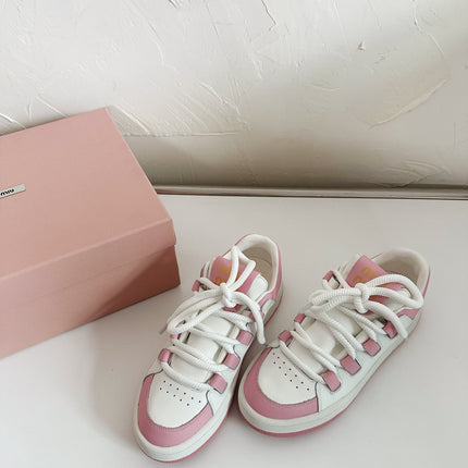 SNEAKERS SIMPLE DESIGN IN PINK MIX WHITE SHEEPSKIN