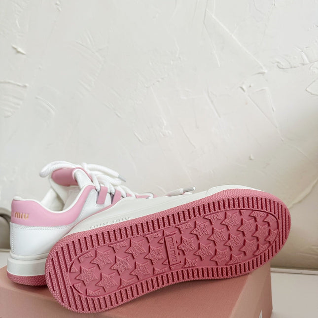 SNEAKERS SIMPLE DESIGN IN PINK MIX WHITE SHEEPSKIN