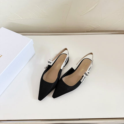 J'ADIOR SLINGBACK FLAT BLACK TECHNICAL FABRIC