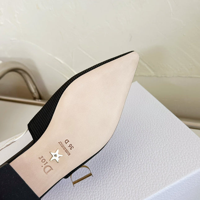 J'ADIOR SLINGBACK FLAT BLACK TECHNICAL FABRIC