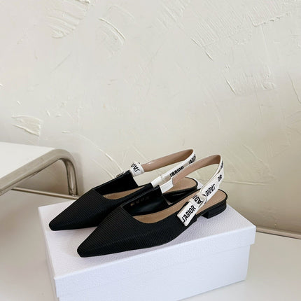 J'ADIOR SLINGBACK FLAT BLACK TECHNICAL FABRIC