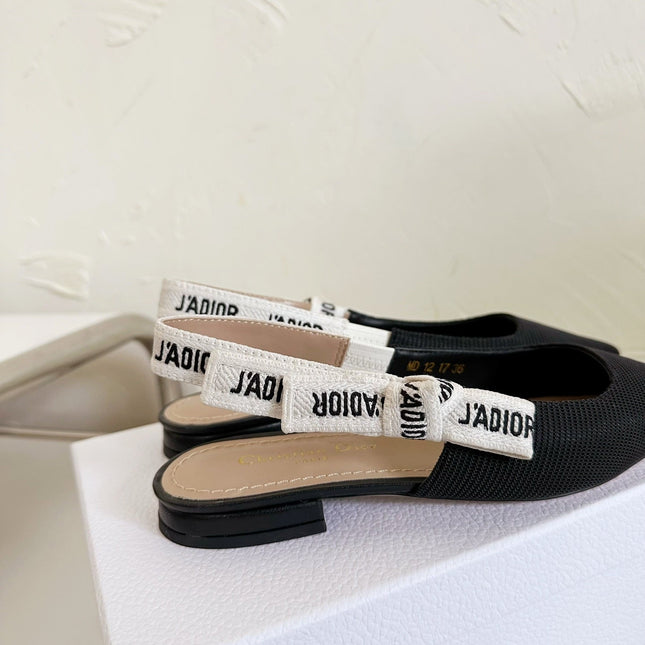 J'ADIOR SLINGBACK FLAT BLACK TECHNICAL FABRIC