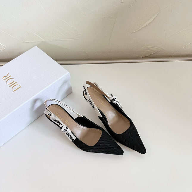 J'ADIOR SLINGBACK PUMP BLACK TECHNICAL FABRIC 65 MM