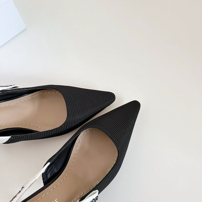 J'ADIOR SLINGBACK PUMP BLACK TECHNICAL FABRIC 65 MM