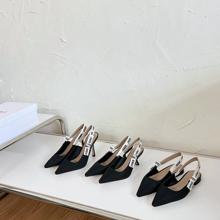 J'ADIOR SLINGBACK PUMP BLACK TECHNICAL FABRIC 65 MM