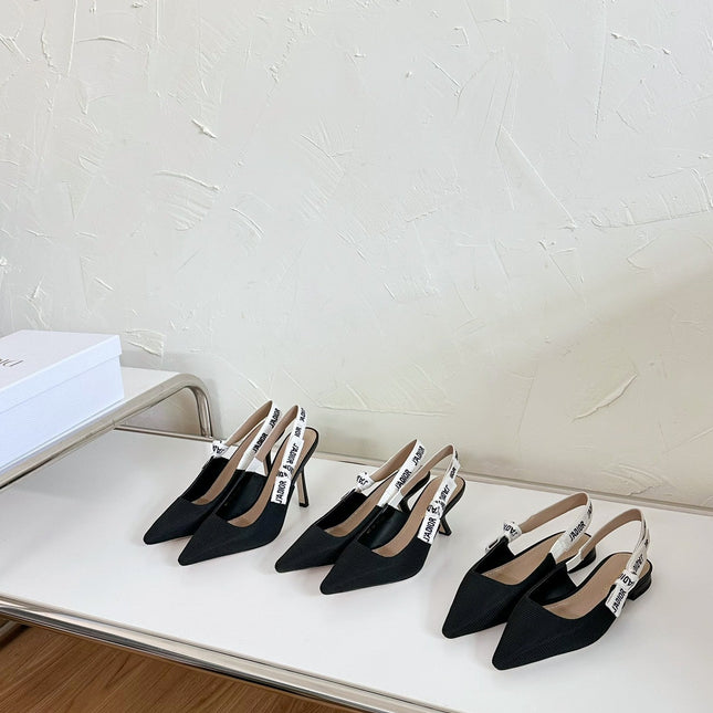 J'ADIOR SLINGBACK PUMP BLACK TECHNICAL FABRIC 65 MM