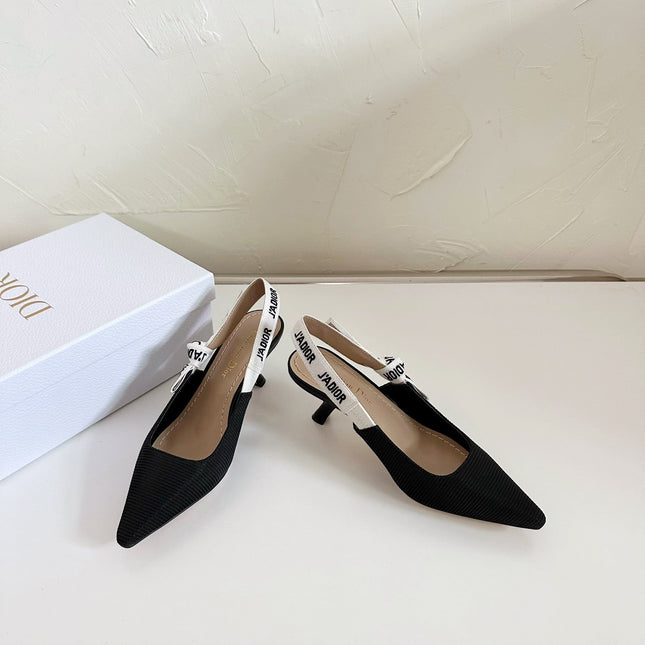 J'ADIOR SLINGBACK PUMP BLACK TECHNICAL FABRIC 65 MM