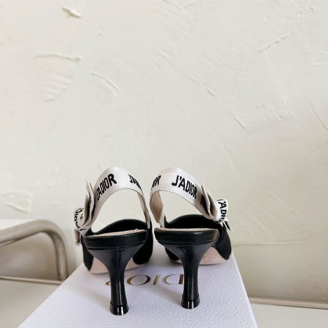J'ADIOR SLINGBACK PUMP BLACK TECHNICAL FABRIC 65 MM