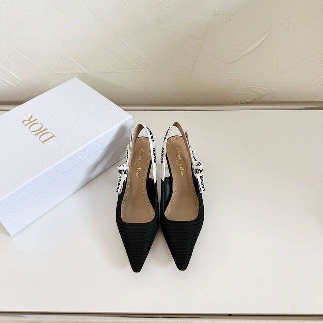 J'ADIOR SLINGBACK PUMP BLACK TECHNICAL FABRIC 65 MM