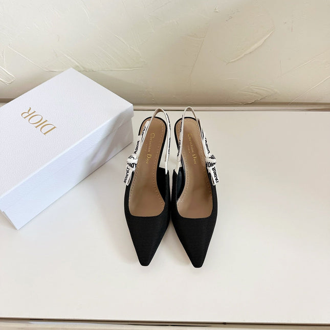 J'ADIOR SLINGBACK PUMP BLACK TECHNICAL FABRIC 10 CM