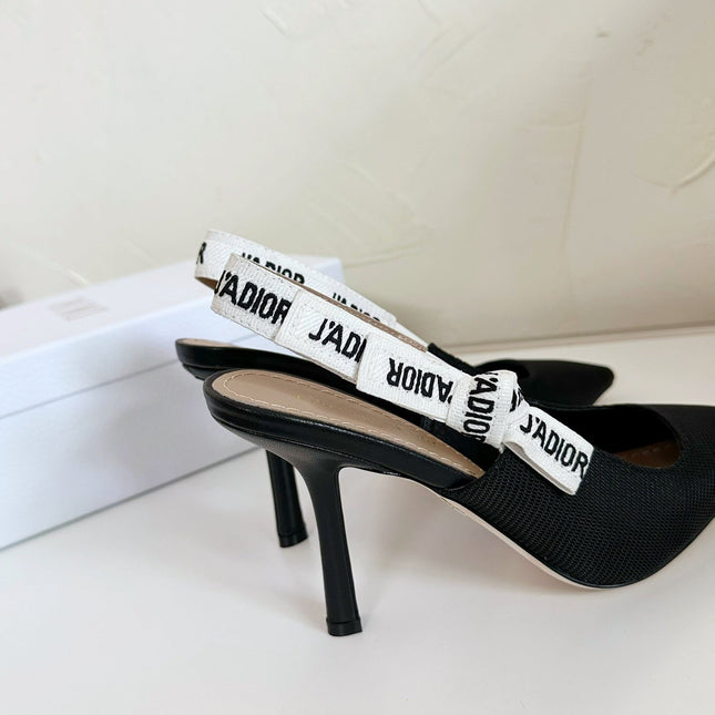 J'ADIOR SLINGBACK PUMP BLACK TECHNICAL FABRIC 10 CM