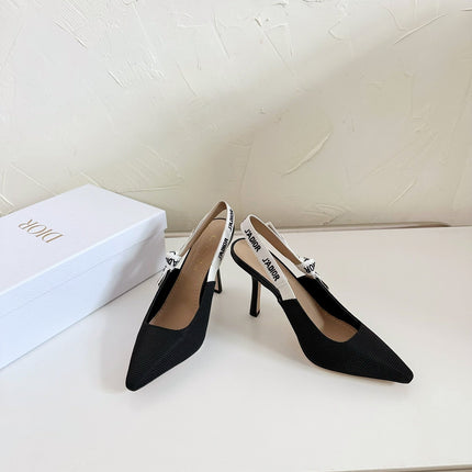 J'ADIOR SLINGBACK PUMP BLACK TECHNICAL FABRIC 10 CM