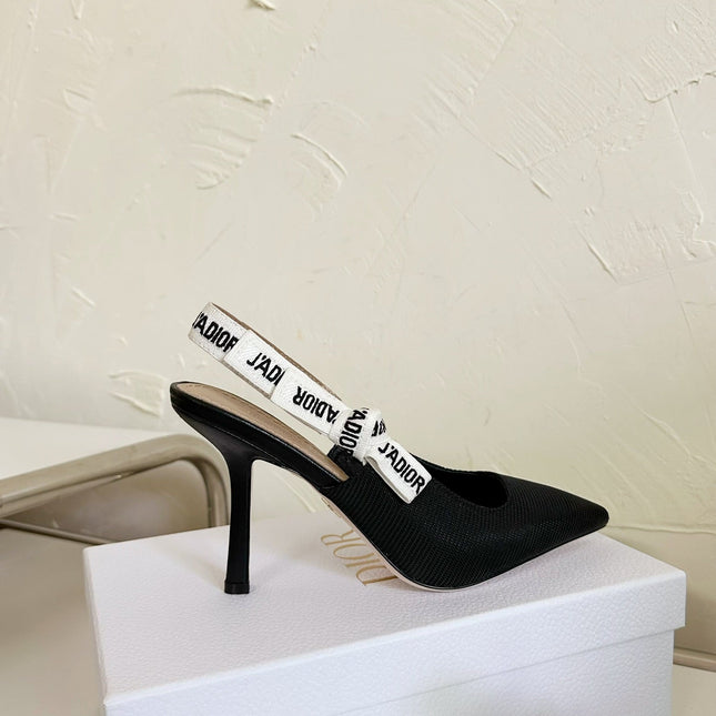 J'ADIOR SLINGBACK PUMP BLACK TECHNICAL FABRIC 10 CM