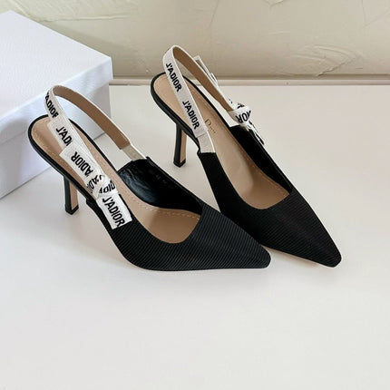 J'ADIOR SLINGBACK PUMP BLACK TECHNICAL FABRIC 10 CM