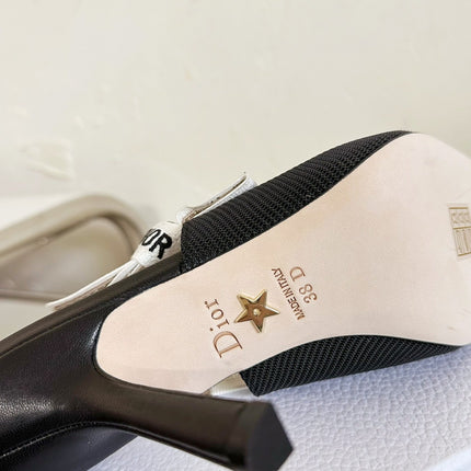 J'ADIOR SLINGBACK PUMP BLACK TECHNICAL FABRIC 10 CM