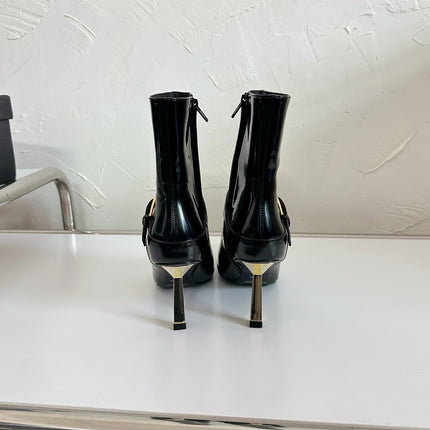 LEE BOOTIES IN BLACK GLAZED CALFSKIN