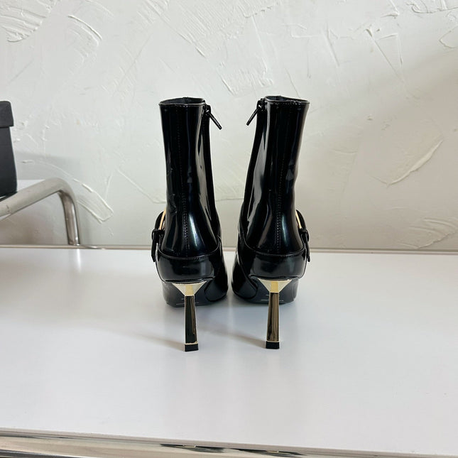 LEE BOOTIES IN BLACK GLAZED CALFSKIN