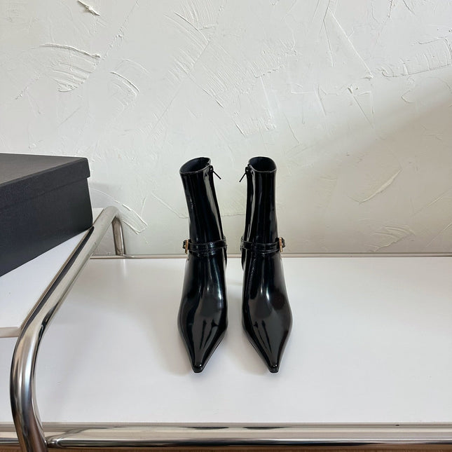 LEE BOOTIES IN BLACK GLAZED CALFSKIN