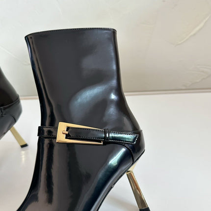 LEE BOOTIES IN BLACK GLAZED CALFSKIN