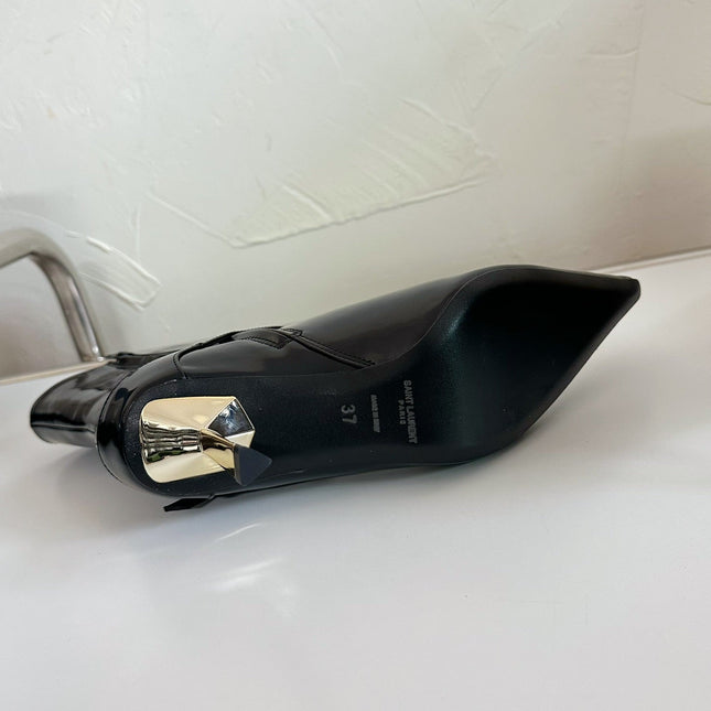 LEE BOOTIES IN BLACK GLAZED CALFSKIN