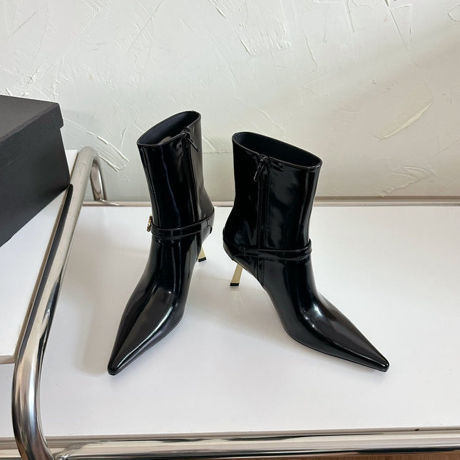 LEE BOOTIES IN BLACK GLAZED CALFSKIN