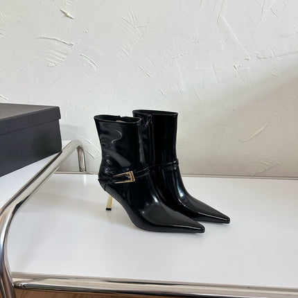 LEE BOOTIES IN BLACK GLAZED CALFSKIN