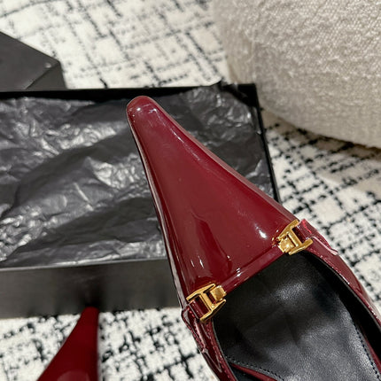 SL CARINE SLINGBACKS PUMP 45 BERRY CALFSKIN