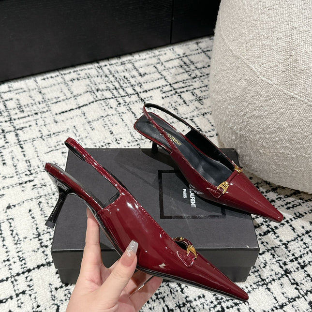 SL CARINE SLINGBACKS PUMP 45 BERRY CALFSKIN