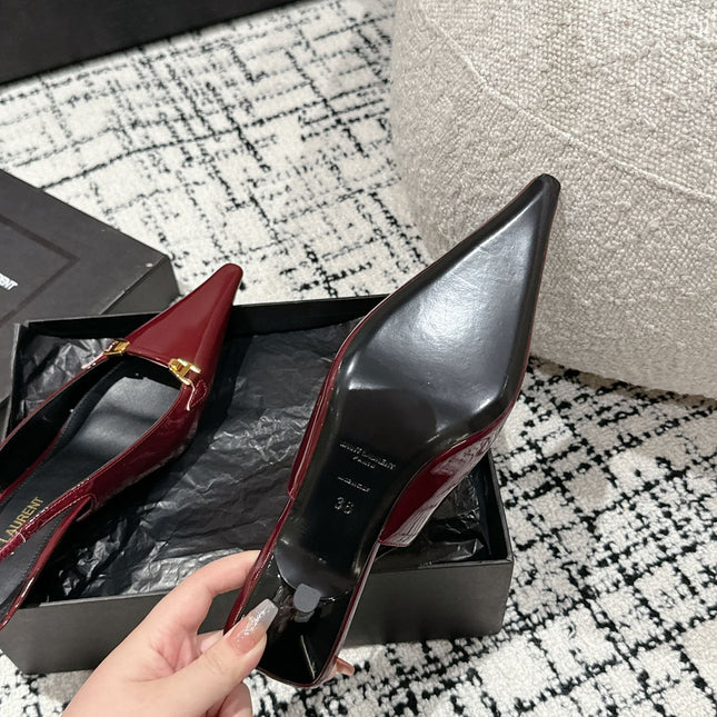 SL CARINE SLINGBACKS PUMP 45 BERRY CALFSKIN