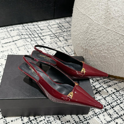 SL CARINE SLINGBACKS PUMP 45 BERRY CALFSKIN